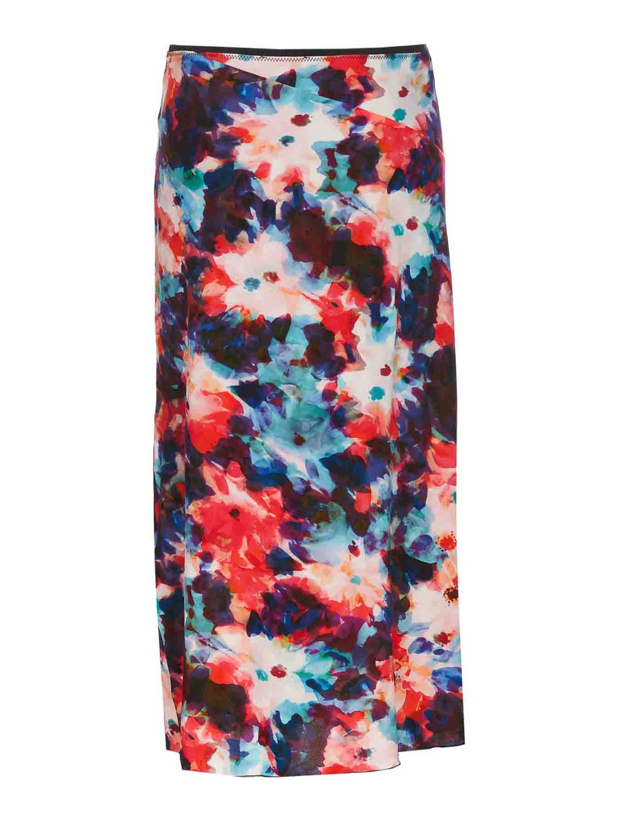 Shop Patrizia Pepe Floral Midi Skirt In Multicolour