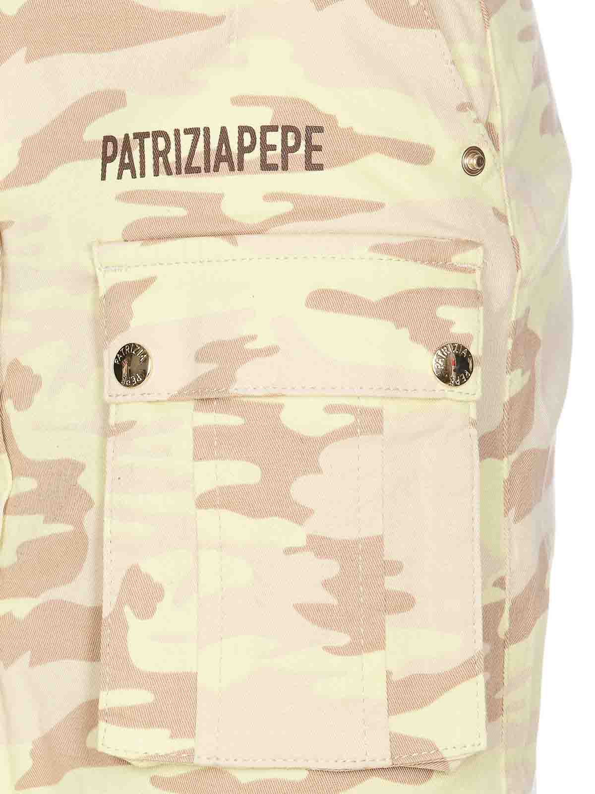 Shop Patrizia Pepe Camou Logo Denim Skirt In Beige