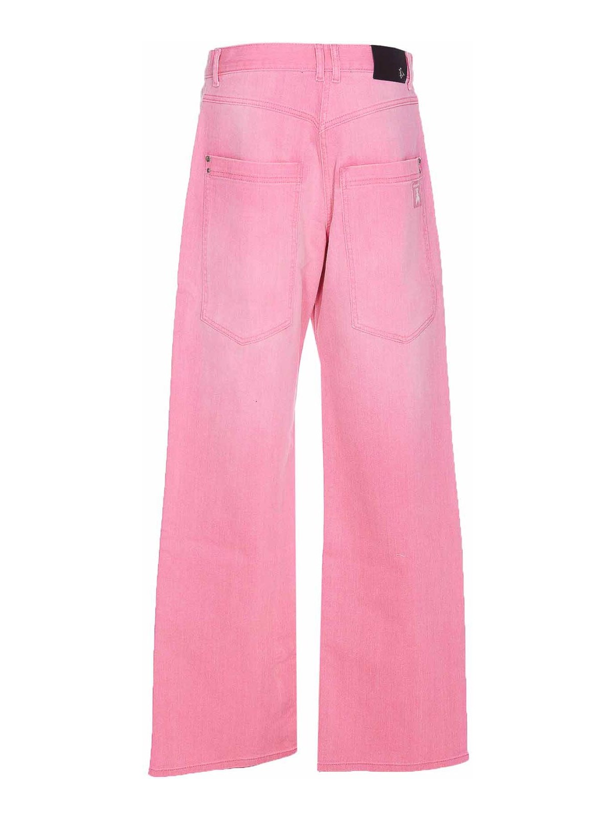 Shop Patrizia Pepe Pink Denim Jeans With Frontal Zip In Nude & Neutrals