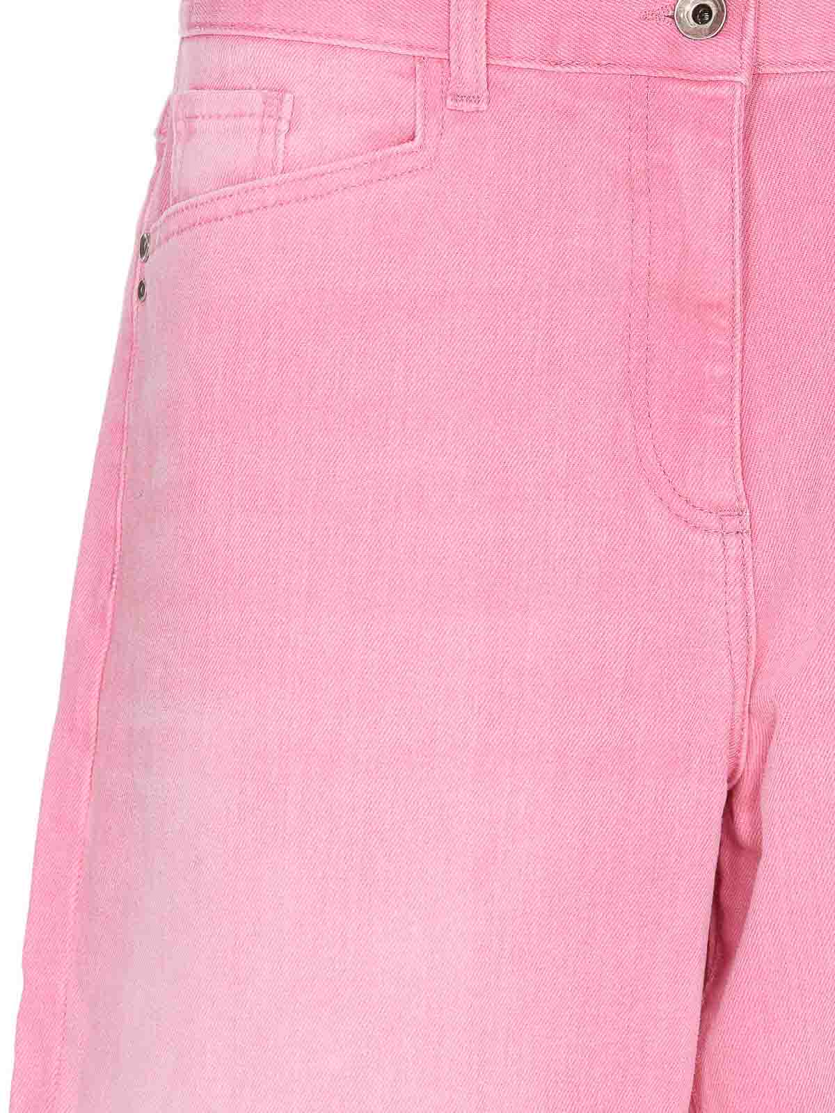 Shop Patrizia Pepe Pink Denim Jeans With Frontal Zip In Nude & Neutrals