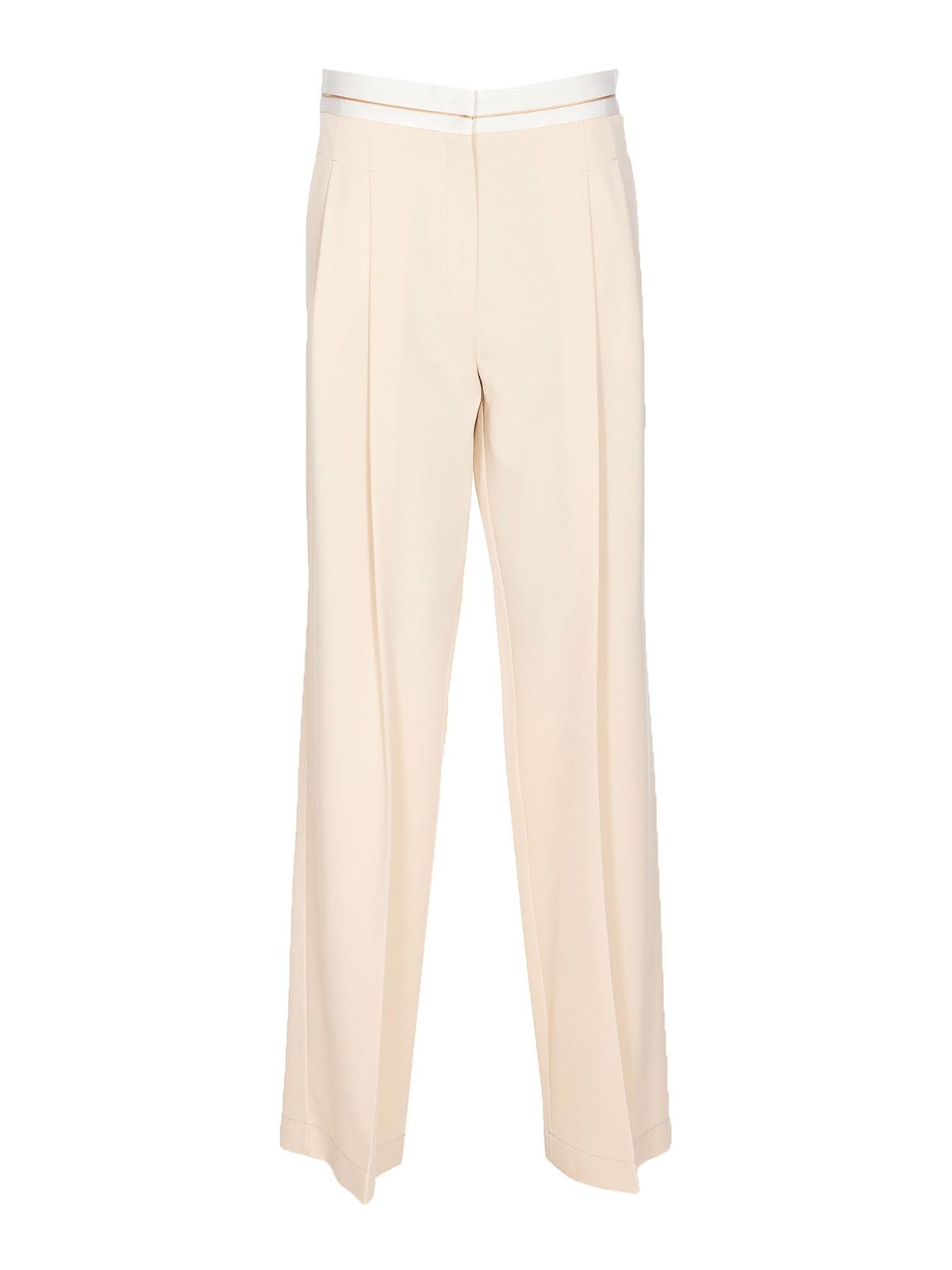 Patrizia Pepe Ivory Trousers Zip And Hook Contrasting In White