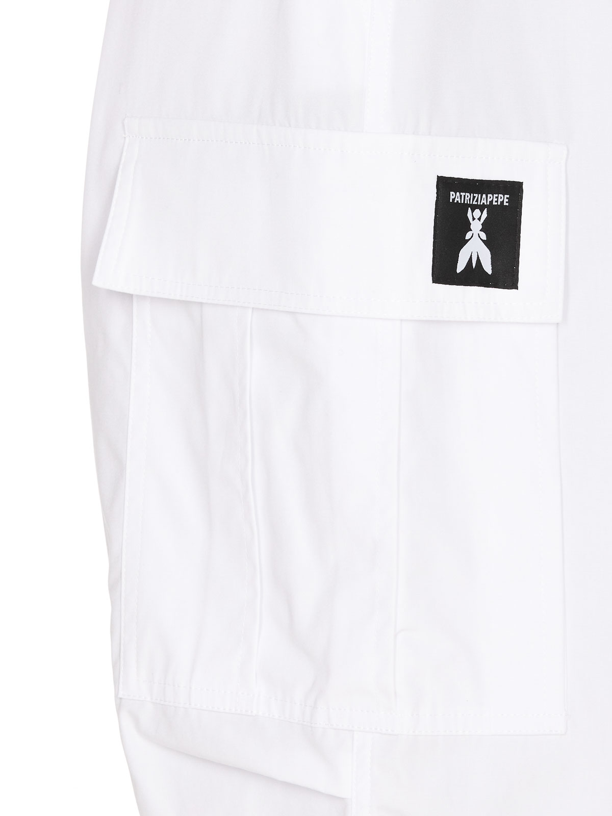 Shop Patrizia Pepe White Logo Pants Cargo Model Zip