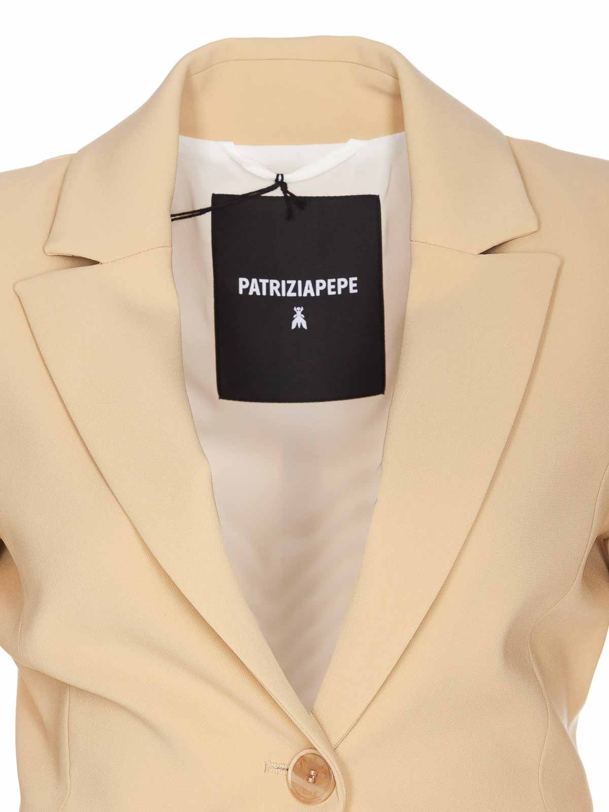 Shop Patrizia Pepe One Button Essential Jacket In Beige