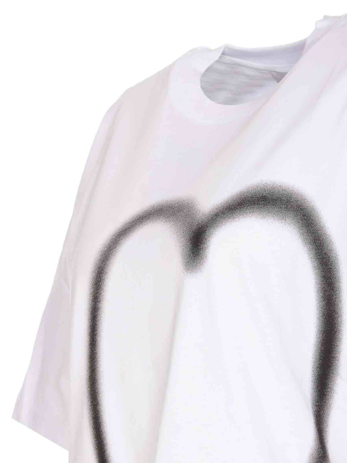 Shop Sportmax Jersey T-shirt Heart Print In White