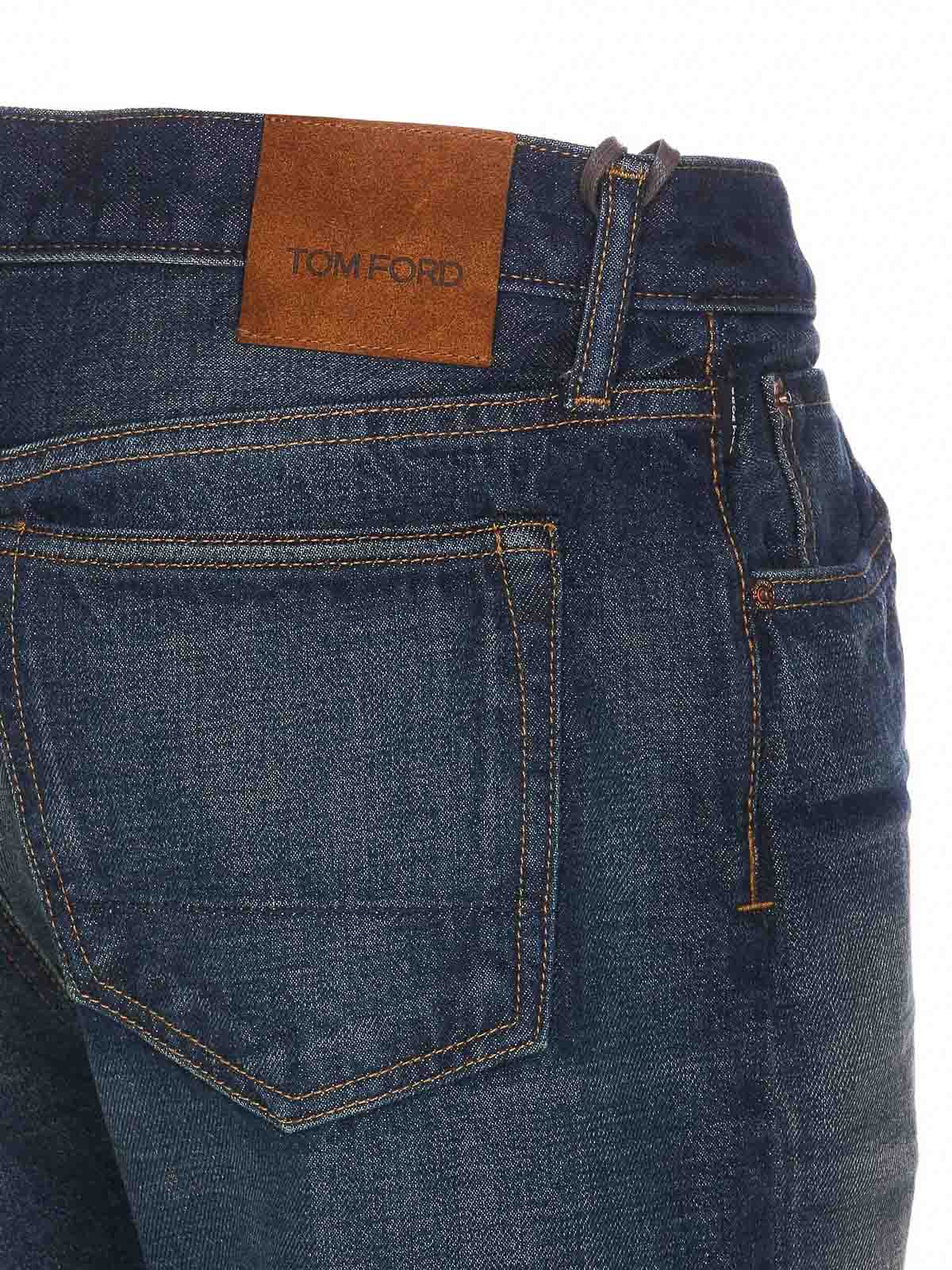 Shop Tom Ford Denim Jeans With Frontal Buttons In Blue