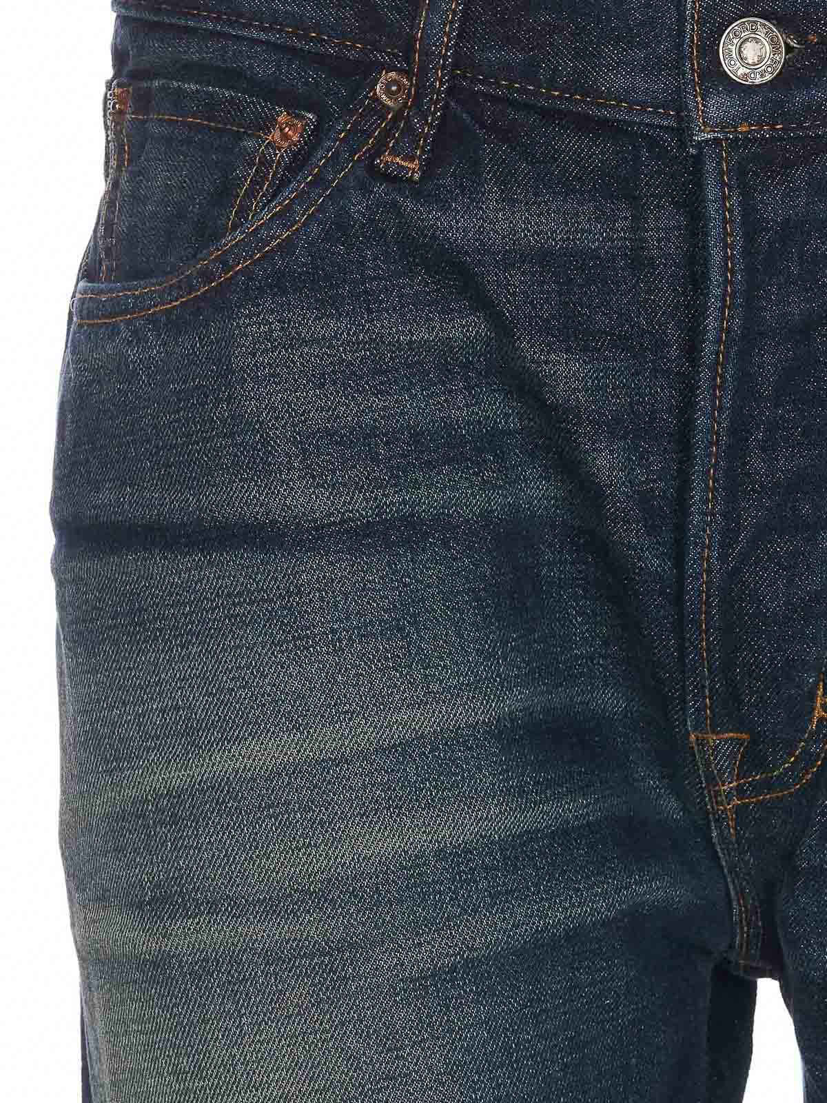 Shop Tom Ford Denim Jeans With Frontal Buttons In Blue