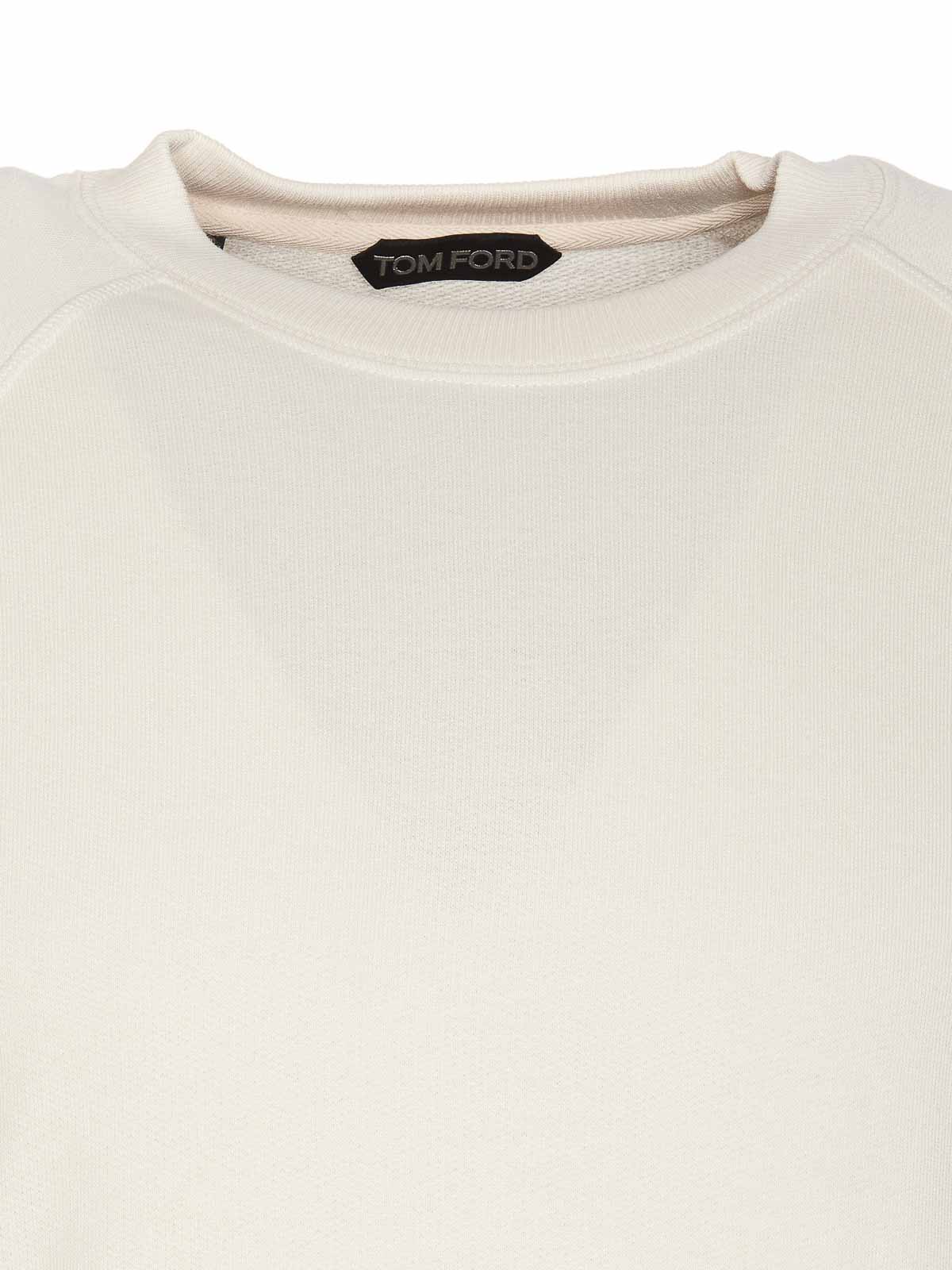 Shop Tom Ford White Ivory Sweater Crewneck Logo