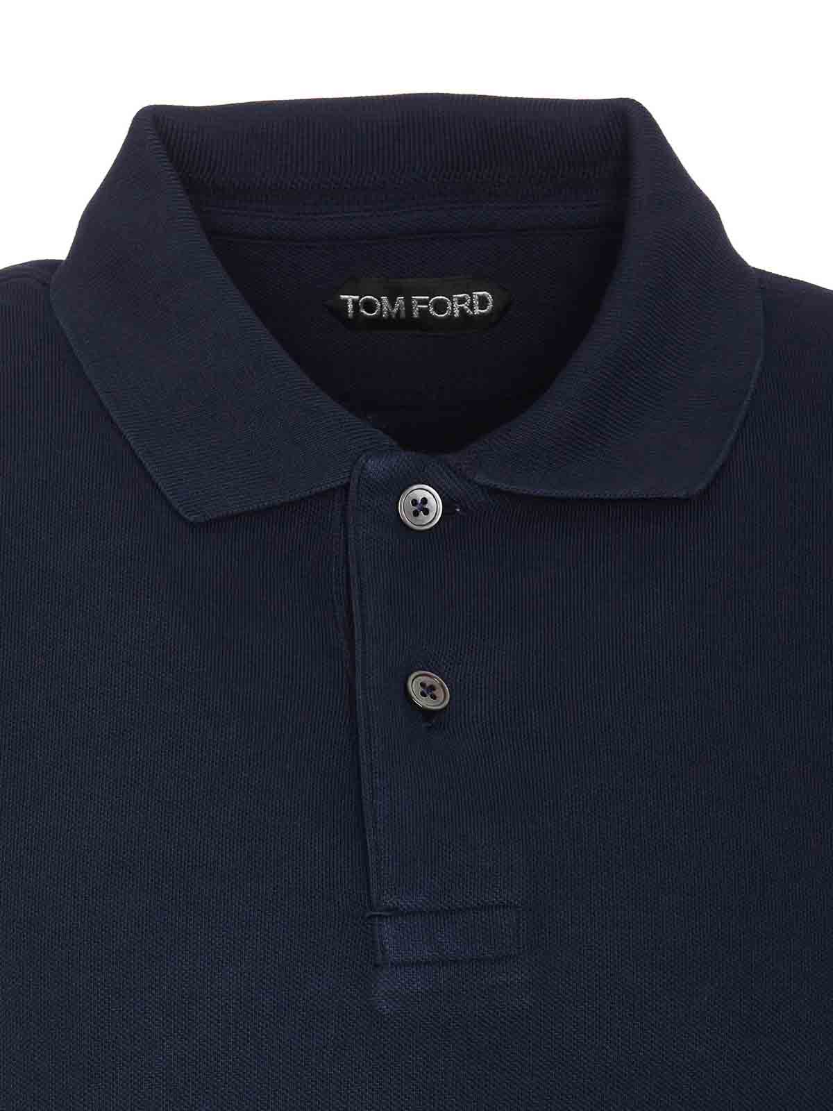 Shop Tom Ford Blue Ink Polo Regular Collar Frontal