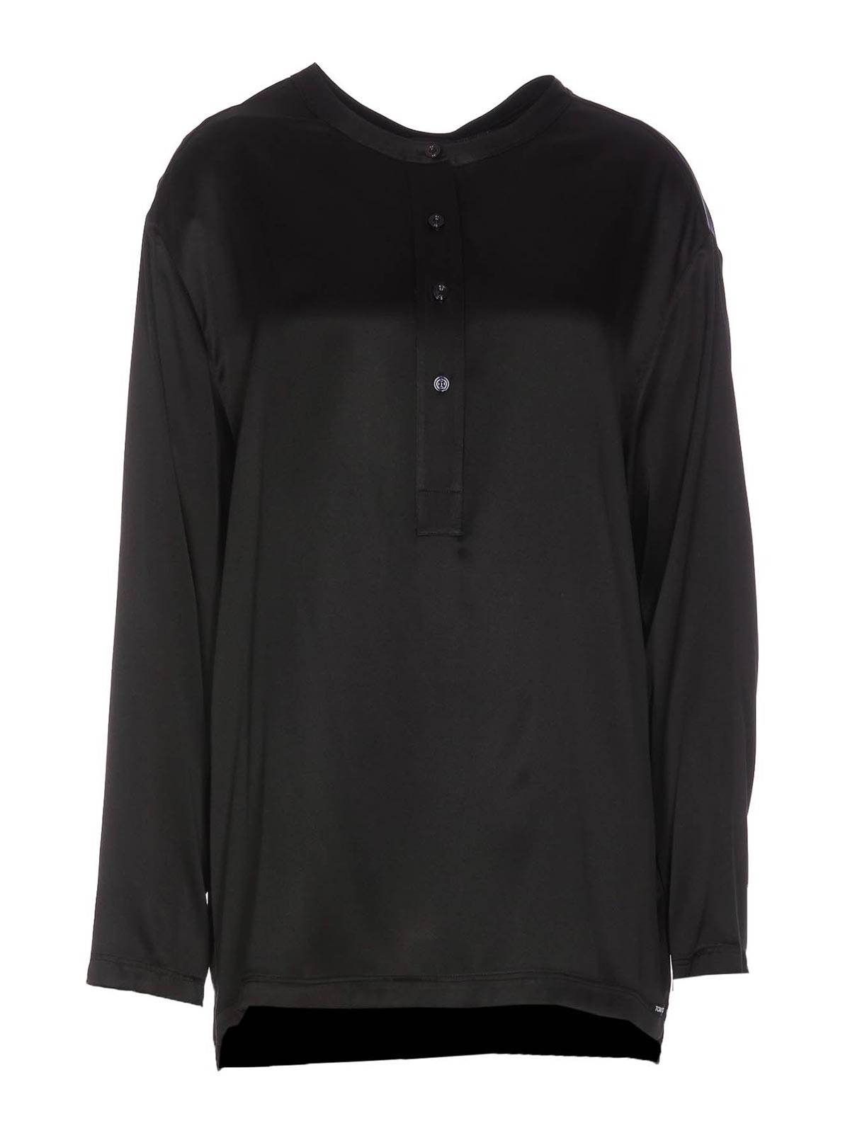 Shop Tom Ford Satin Pajama Shirt In Black