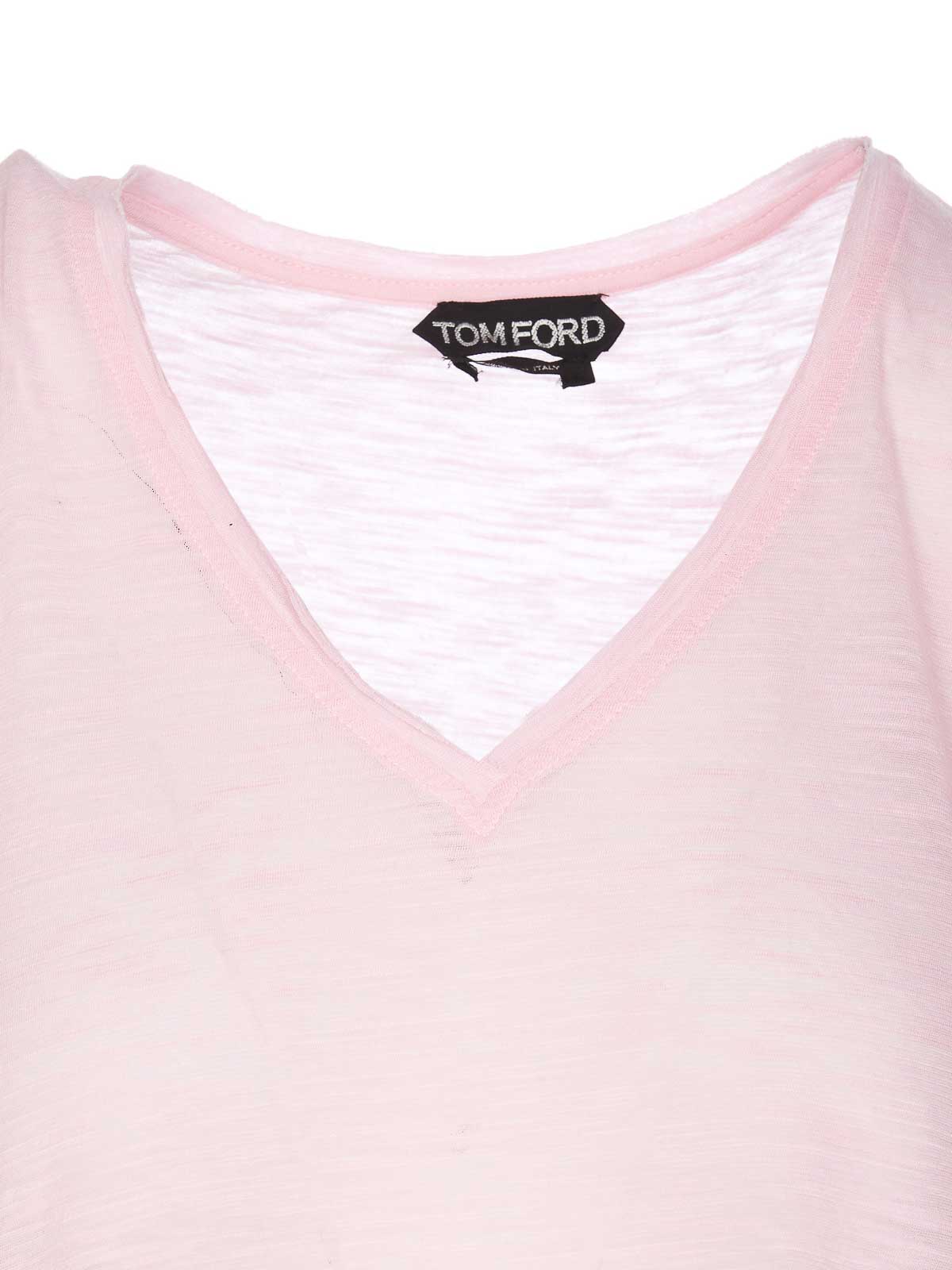 Shop Tom Ford Pink Tee V-neck Mini Plaque Bottom In Nude & Neutrals