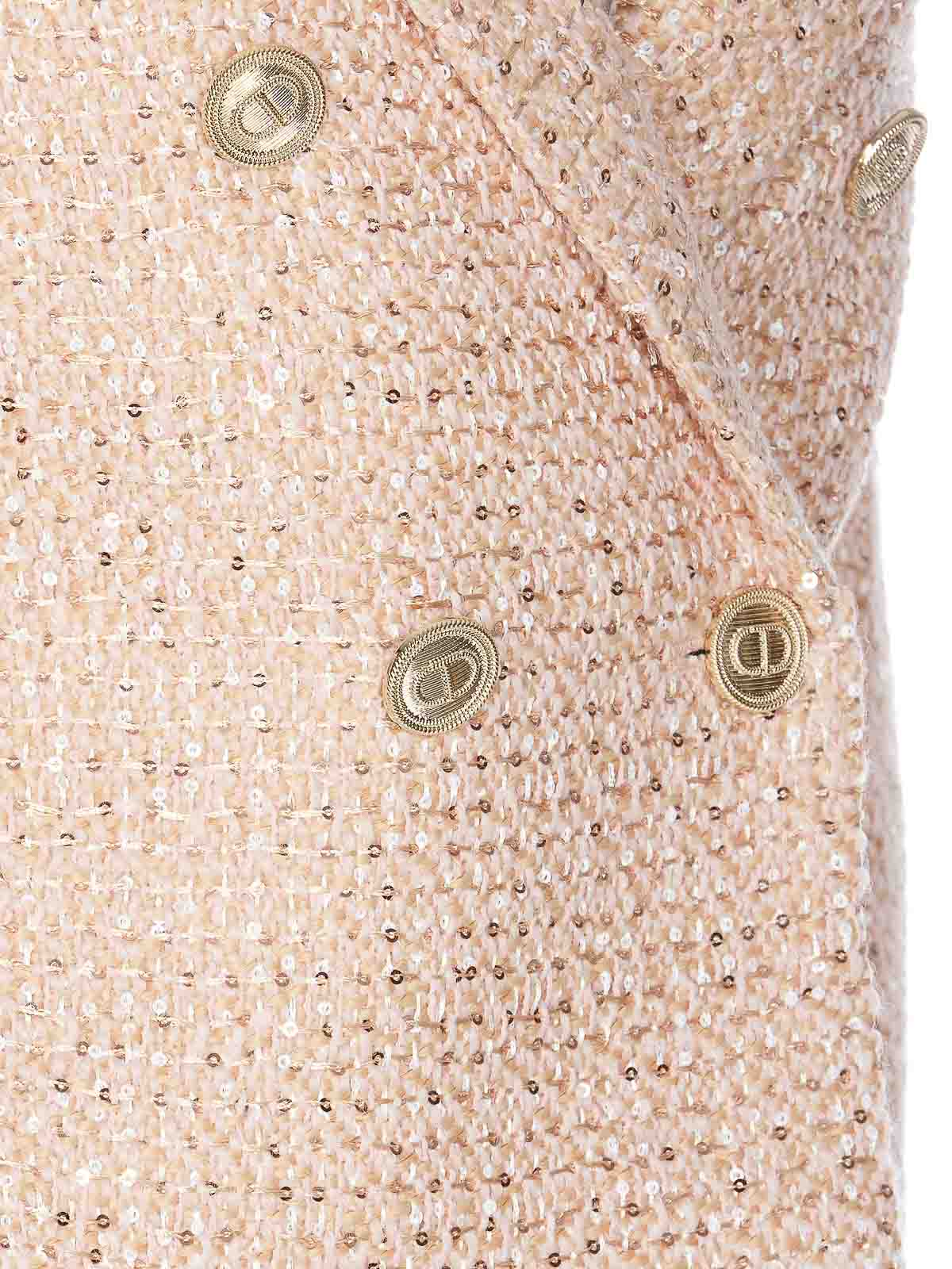 Shop Twinset Sequined Jacket In Nude & Neutrals