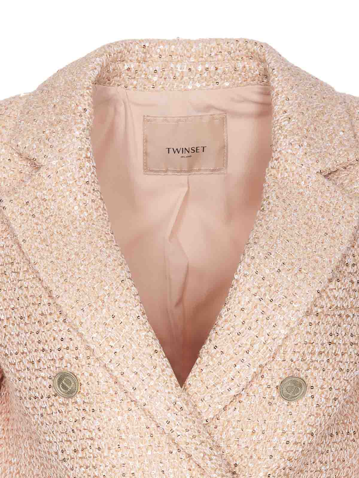 Shop Twinset Sequined Jacket In Nude & Neutrals