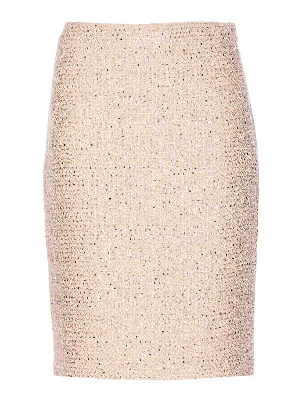Shop Twinset Bloucle Effect Skirt In Nude & Neutrals
