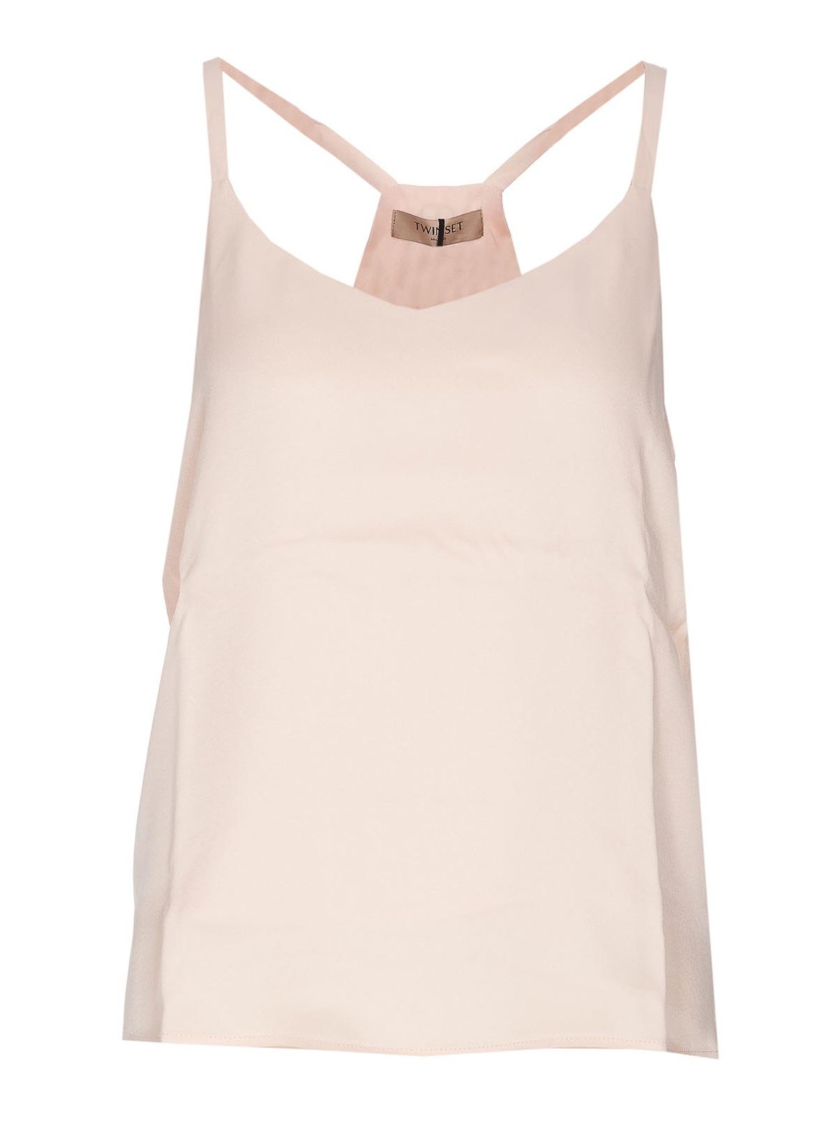 Shop Twinset Cupcake Pink Tank Top Back Logo In Nude & Neutrals