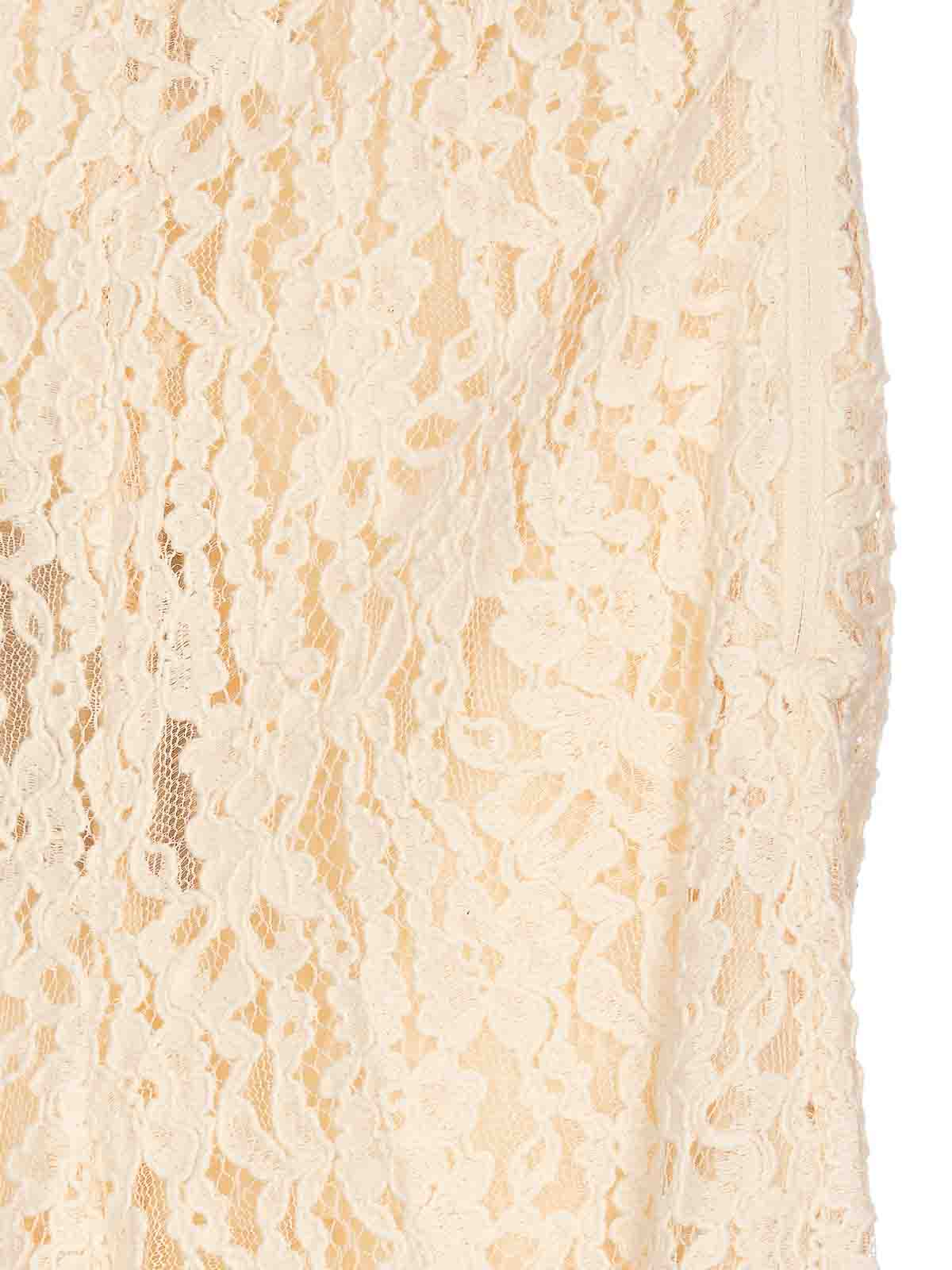 Shop Twinset Ivory Lace Pants Lateral Zip Laces In Beige