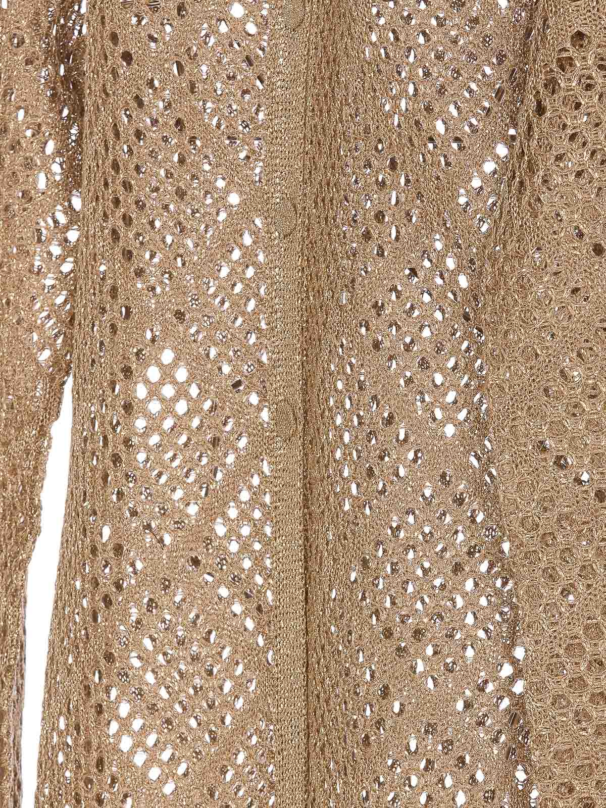 Shop Twinset Cardigan V Neck Knitted Trasparent In Beige