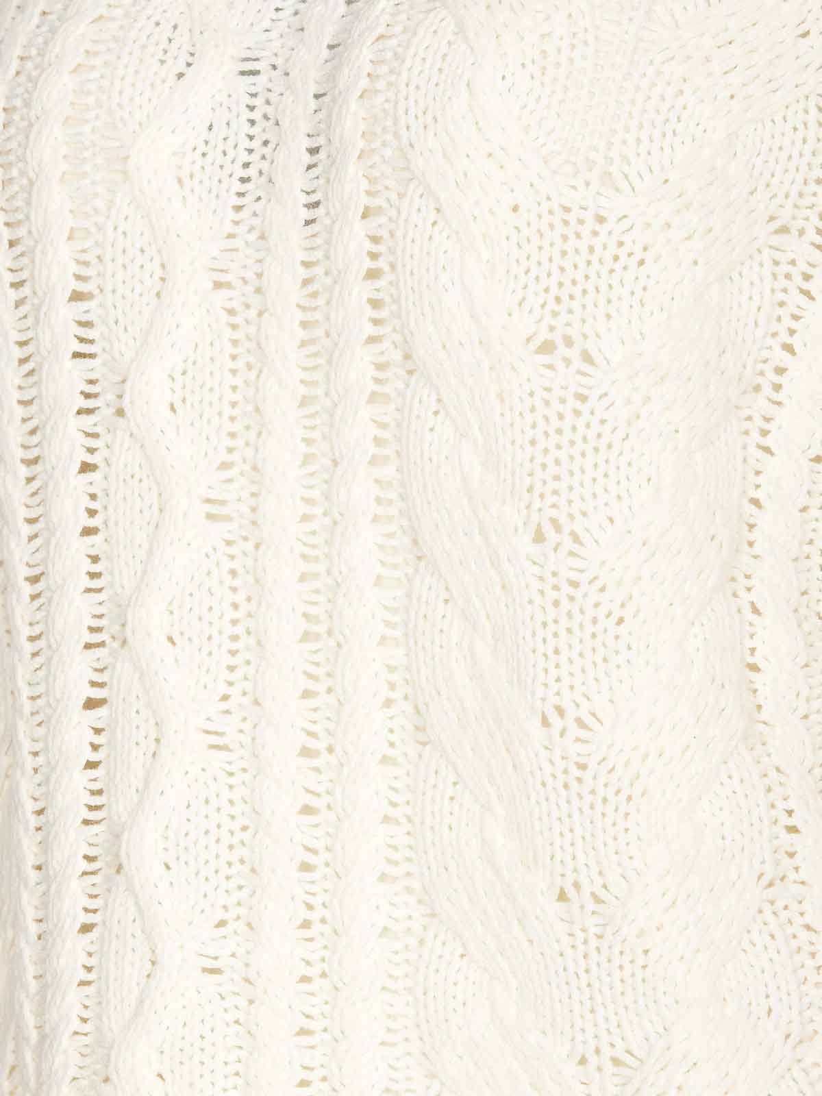 Shop Twinset White Knitted Sweater Crewneck Braid Work