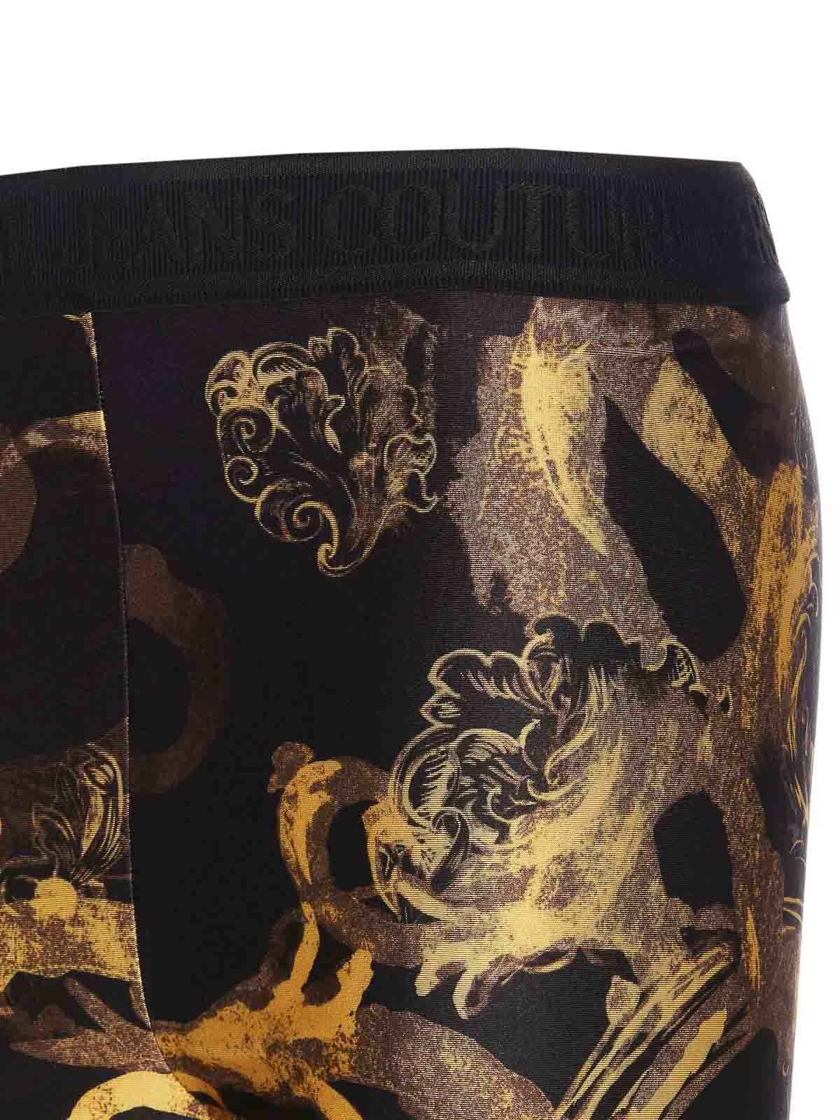 Shop Versace Jeans Couture Baroque Logo Leggings In Black