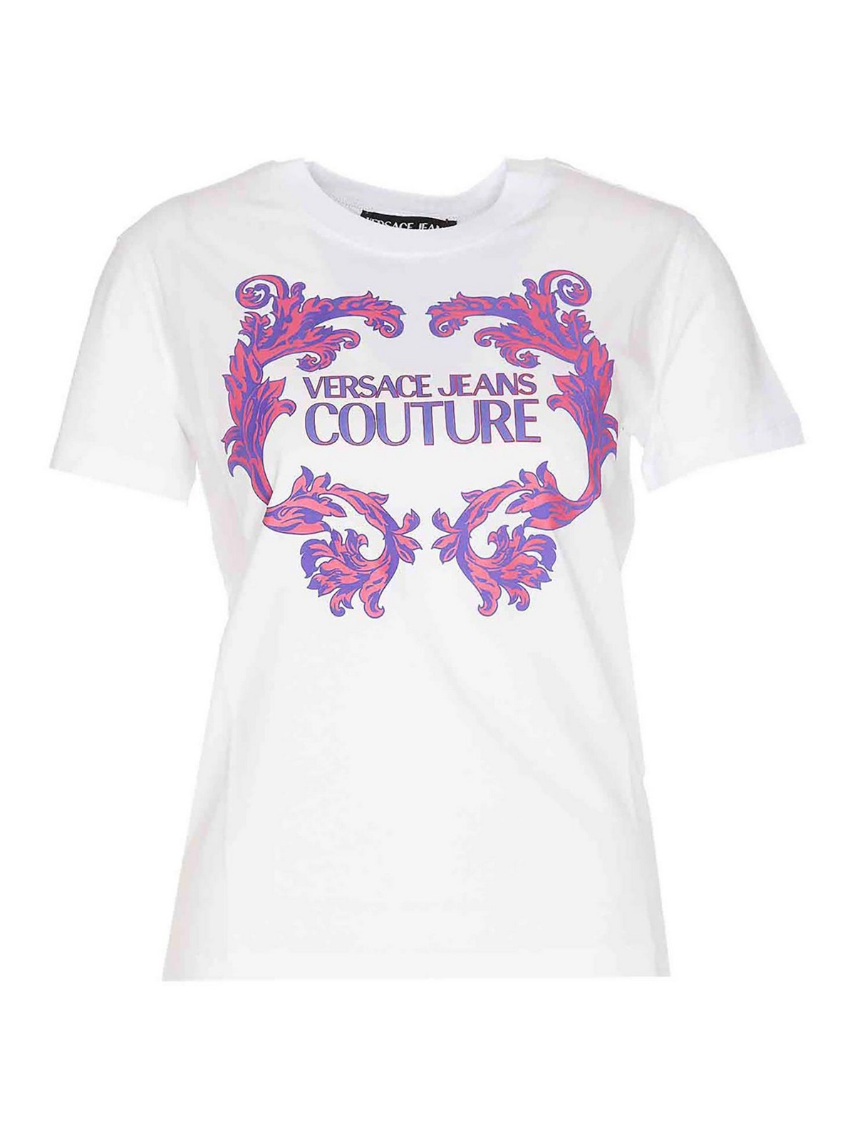 Versace Jeans Couture Crewneck T-shirt Frontal Baroque In White