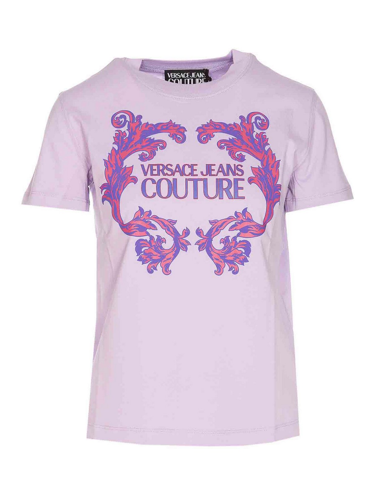 Shop Versace Jeans Couture Baroque Logo T-shirt In Purple
