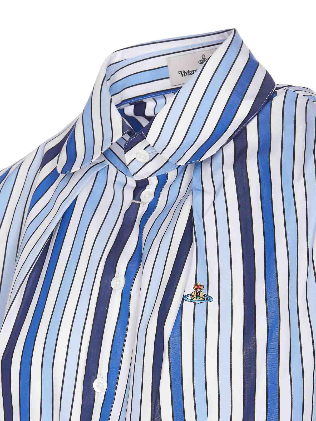 Shop Vivienne Westwood Toulouse Shirt With Embroidered Orb Logo In Blue