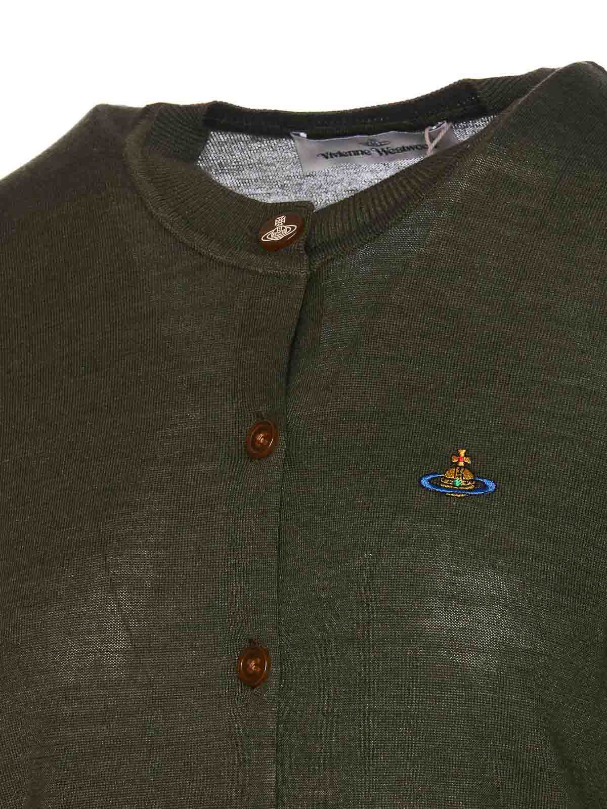 Shop Vivienne Westwood Green Bea Cardigan With Frontal Buttons