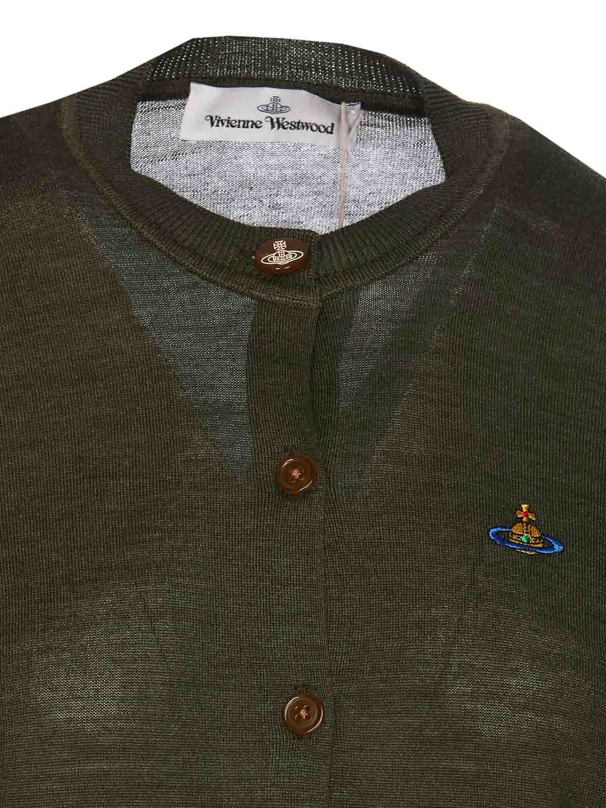 Shop Vivienne Westwood Green Bea Cardigan With Frontal Buttons