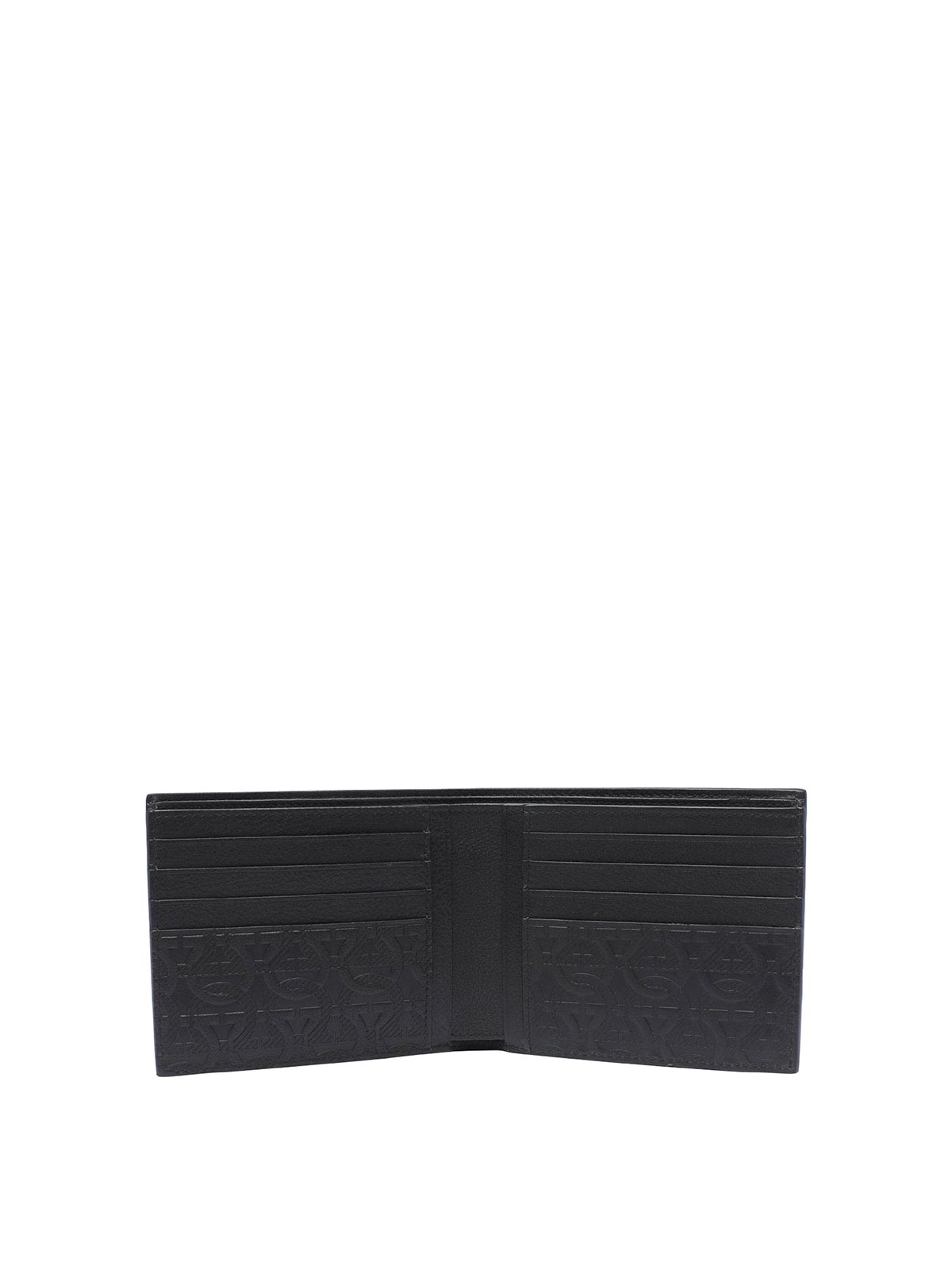 Shop Ferragamo Black Gancini Wallet With Frontal Logo