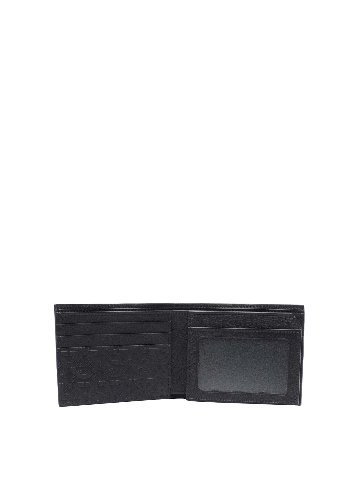 Shop Ferragamo Black Gancini Wallet With Open Pockets