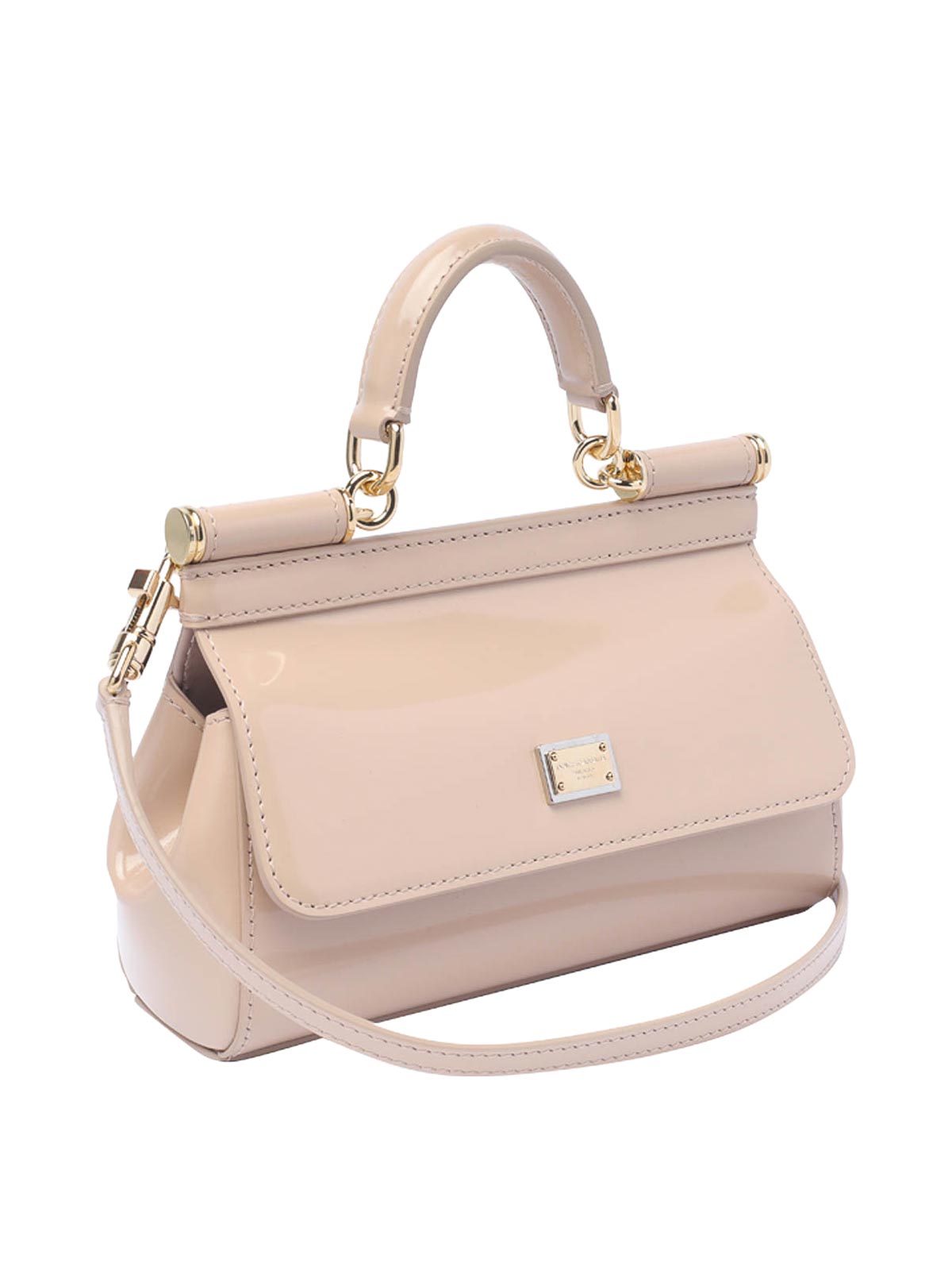 Shop Dolce & Gabbana Cipria Small Hand Bag With Frontal Logo In Nude & Neutrals