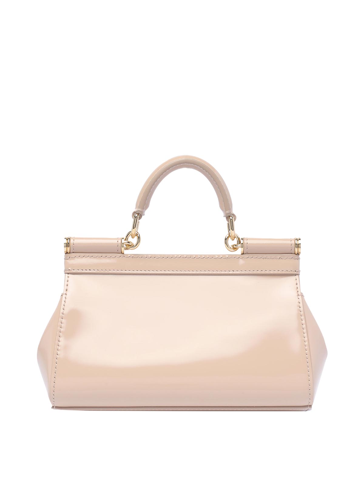 Shop Dolce & Gabbana Cipria Small Hand Bag With Frontal Logo In Nude & Neutrals