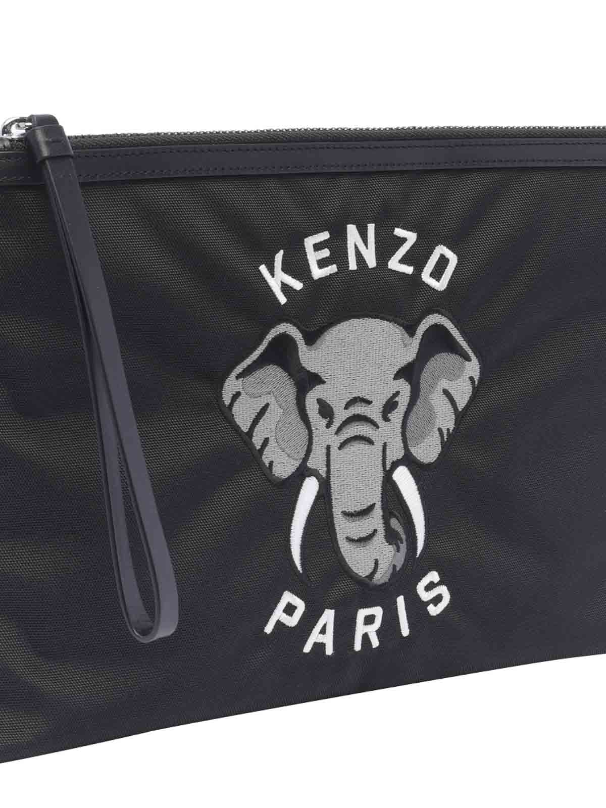Shop Kenzo Varsity Jungle Zip Pouch In Black
