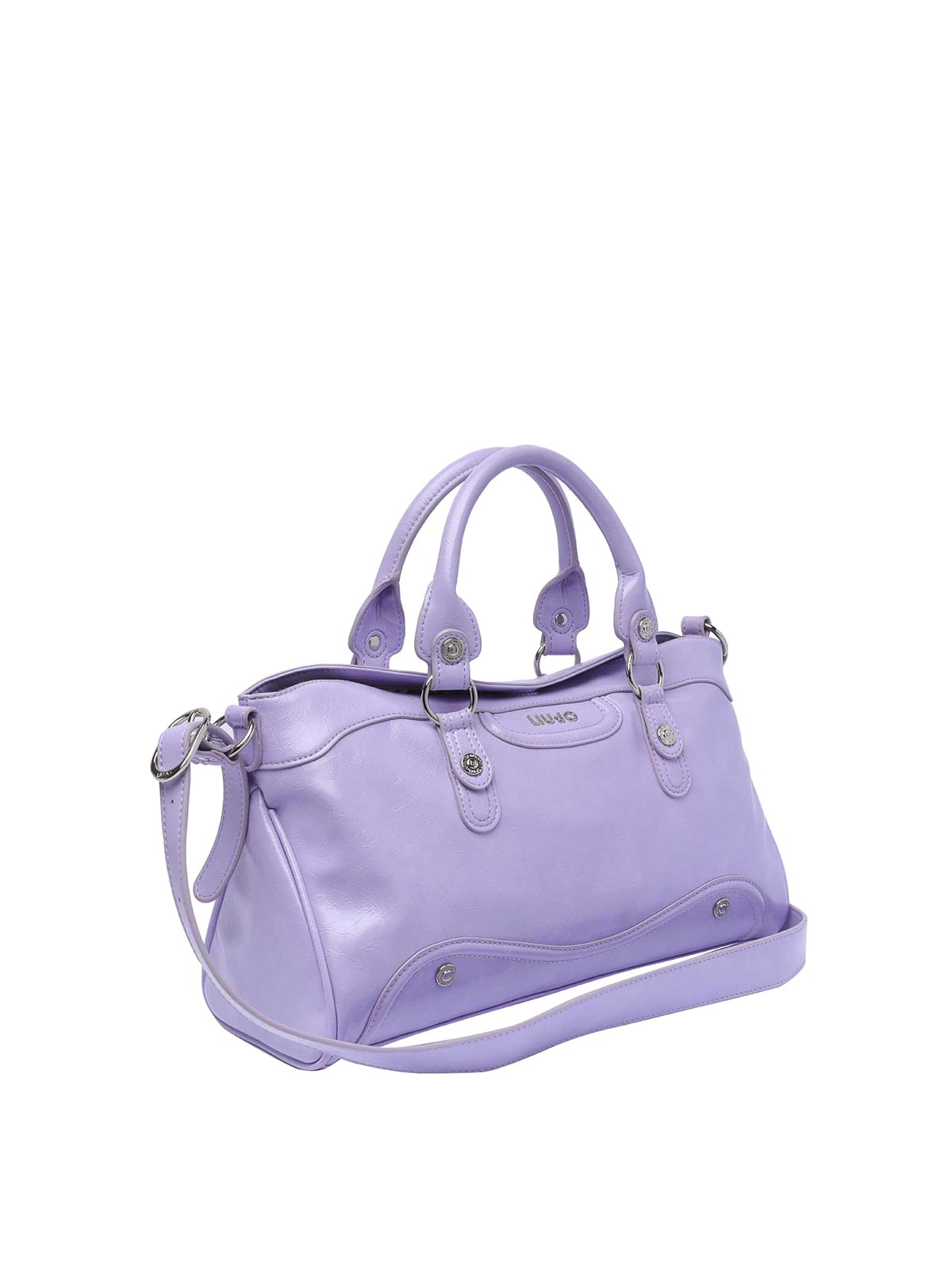 Shop Liu •jo Logo Satchel Bag In Purple