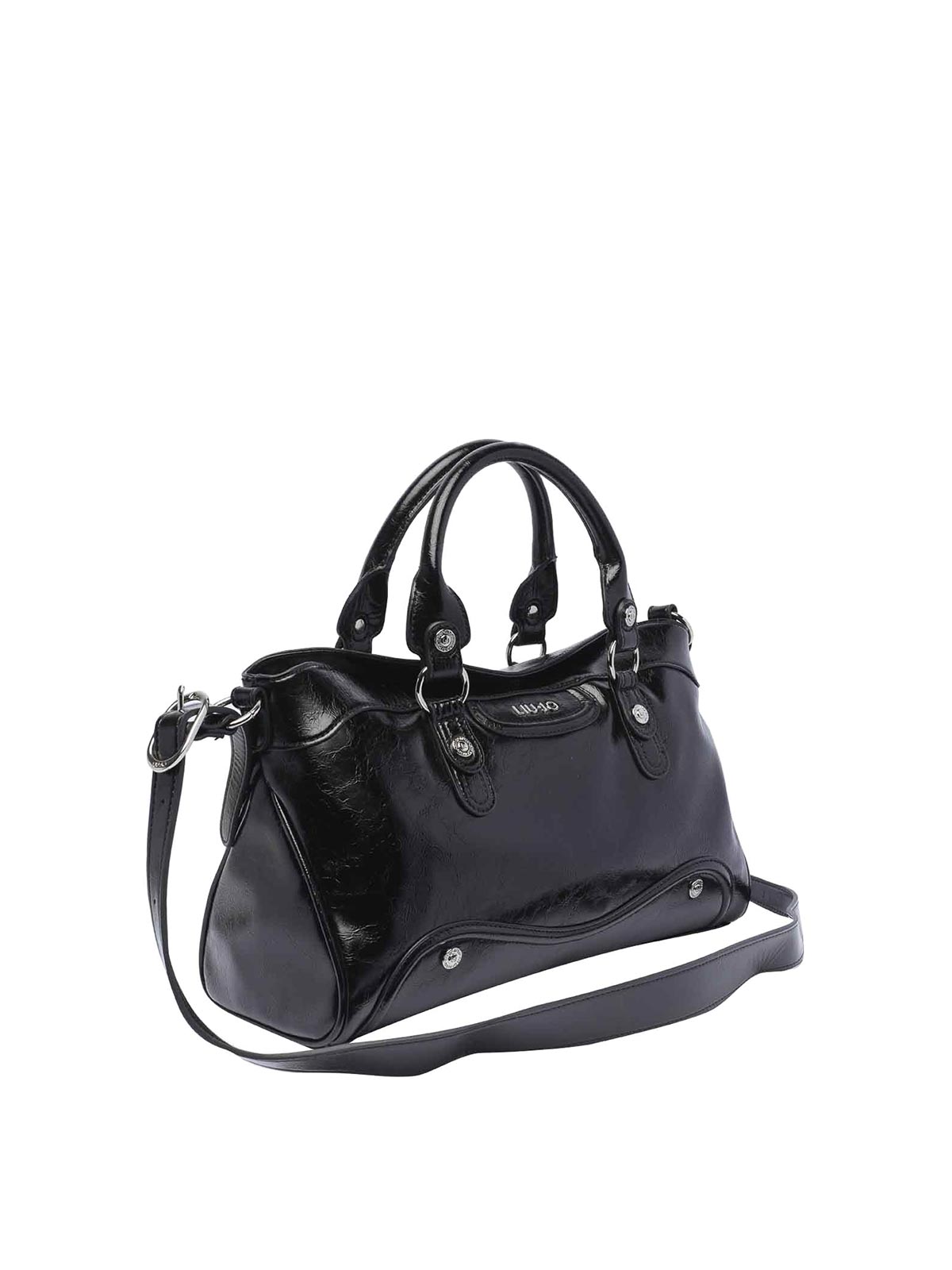 Shop Liu •jo Logo Satchel Bag In Black