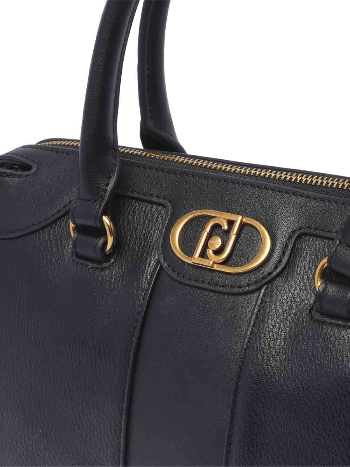 Shop Liu •jo Black Logo Handbag