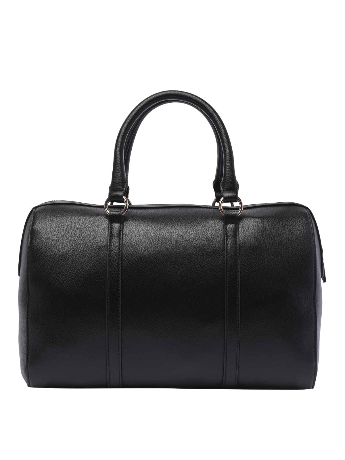 Shop Liu •jo Black Logo Handbag Zip Open Pocket Handles