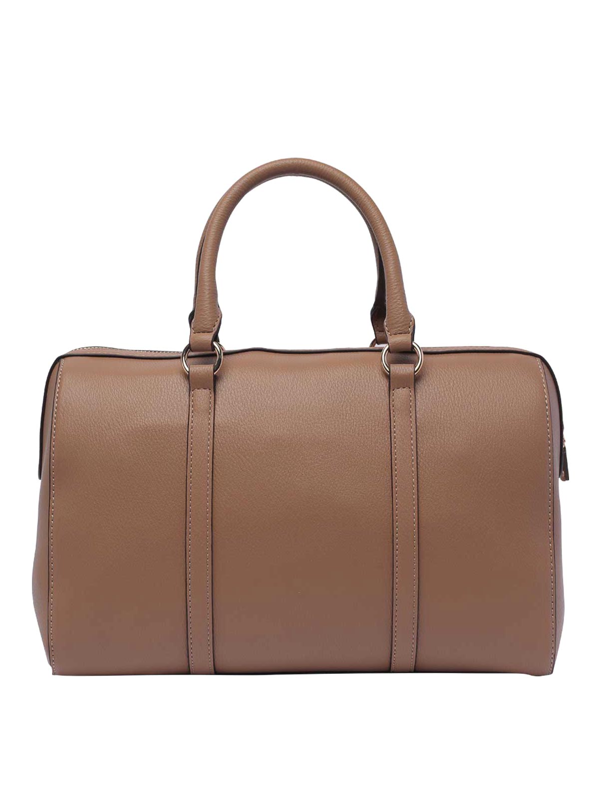 Shop Liu •jo Brown Logo Handbag Zip Open Pocket Handles