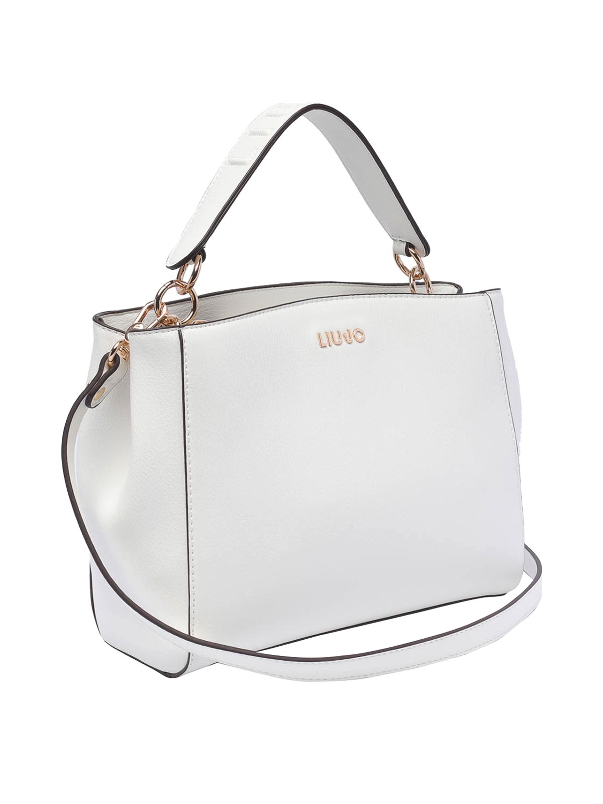 Shop Liu •jo White Logo Hand Bag Magnetic
