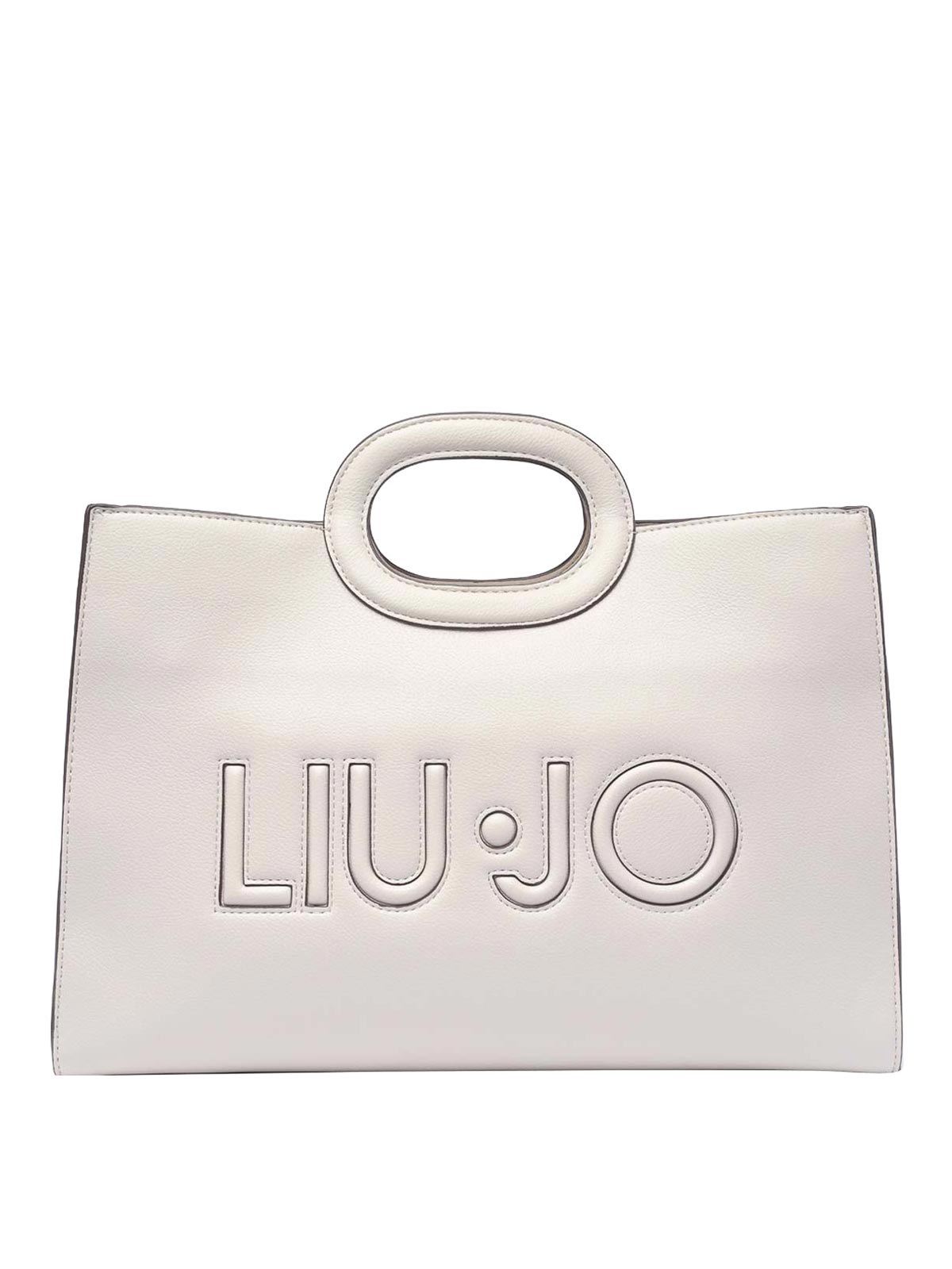 Shop Liu •jo Large Logo Tote Bag In Grey