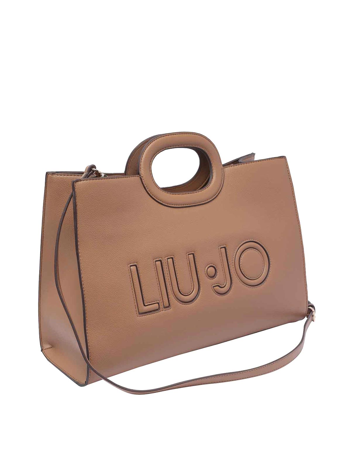 Shop Liu •jo Large Logo Tote Bag In Brown