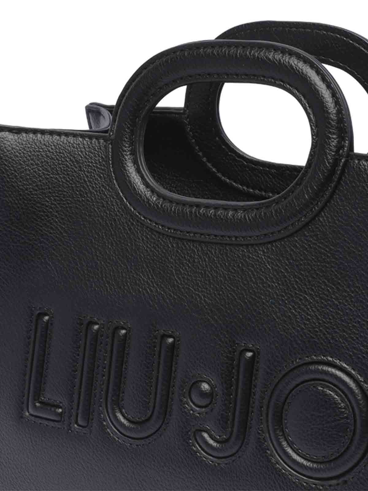 Shop Liu •jo Small Logo Handbag In Black