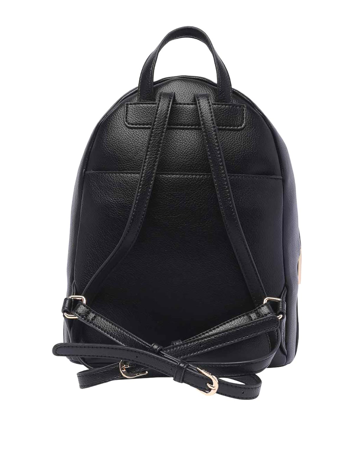 Shop Liu •jo Black Logo Backpack Zip Pockets
