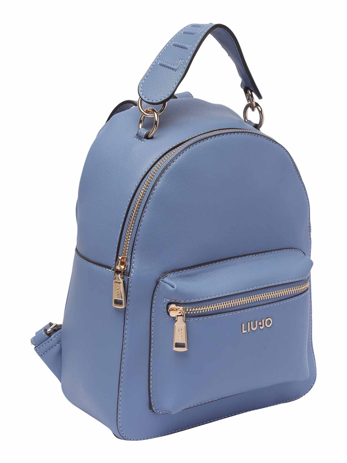 Shop Liu •jo Denim Blue Logo Backpack Zip