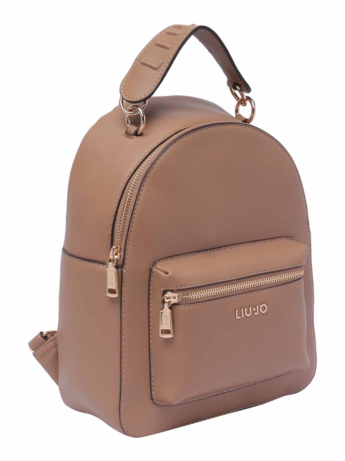 Shop Liu •jo Teddy Logo Backpack Zip In Brown