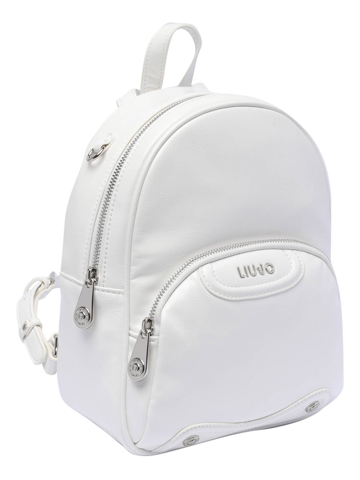 Shop Liu •jo White Logo Backpack Zip Pockets