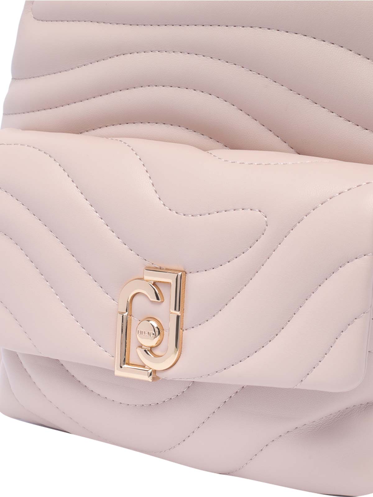 Shop Liu •jo Pink Logo Backpack Zip Pockets In Nude & Neutrals