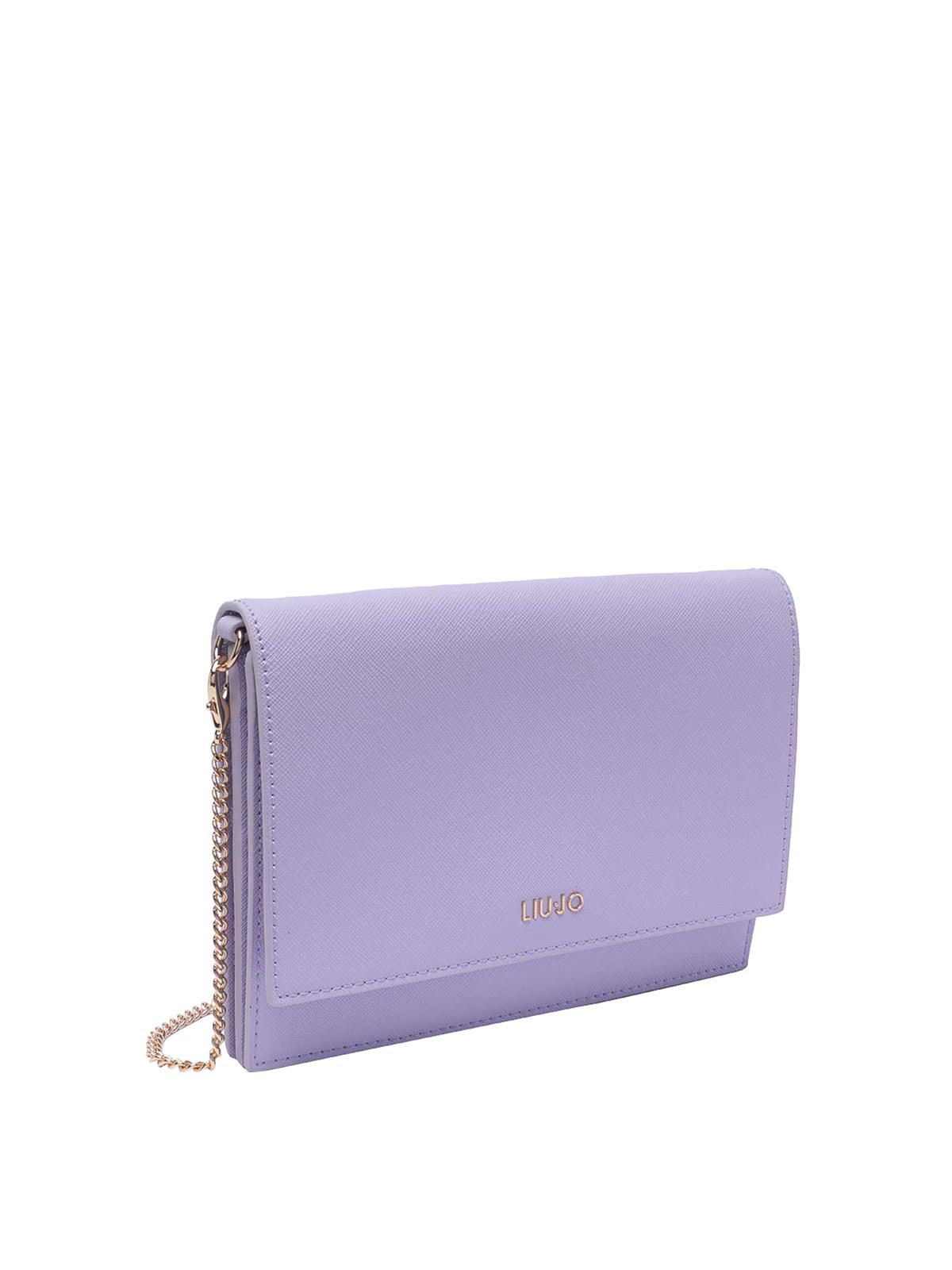 Shop Liu •jo Lilac Logo Pochette Magnetic Sections In Purple