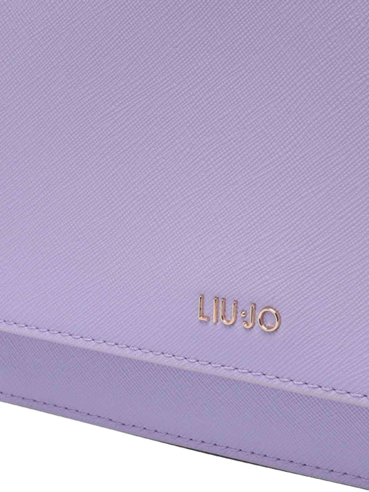 Shop Liu •jo Lilac Logo Pochette Magnetic Sections In Purple