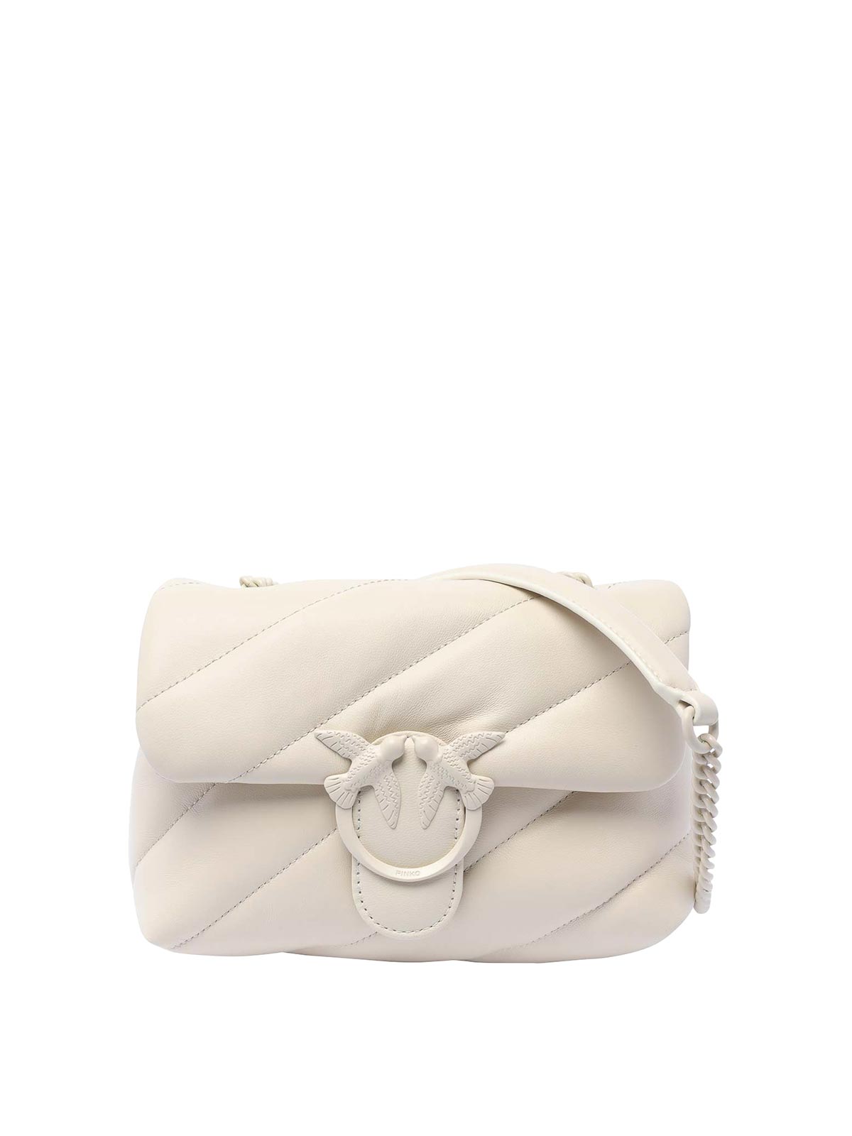 Shop Pinko Love Mini Puff Crossbody Bag In White