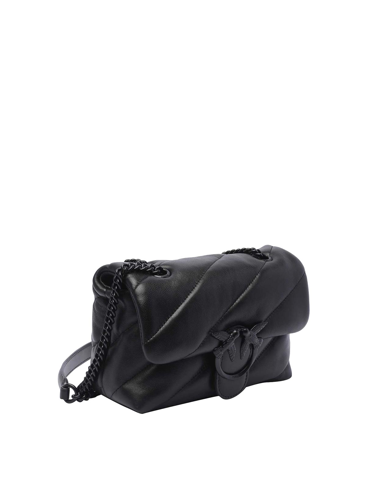 Shop Pinko Love Mini Puff Crossbody Bag In Black